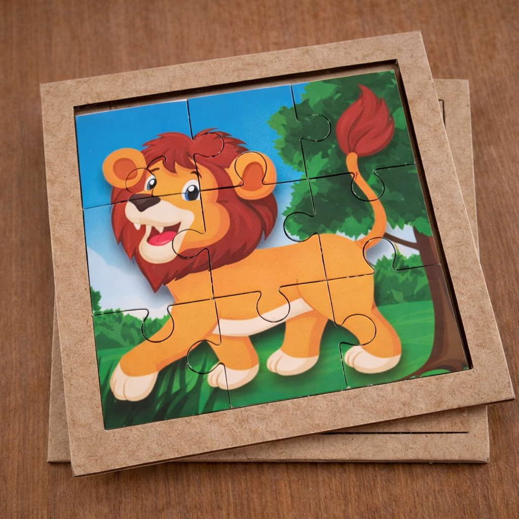 Kit com 10 Quebra-Cabeças de Animais em MDF