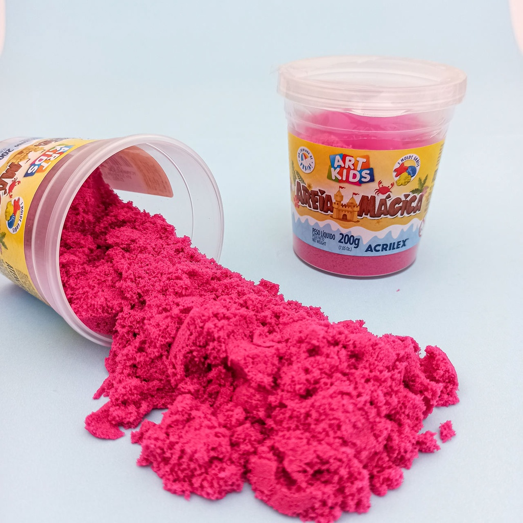 Areia Mágica Cinética ArtKids 200 550g + Molde Azul Laranja Natural Rosa Roxo Verde Acrilex Movediça