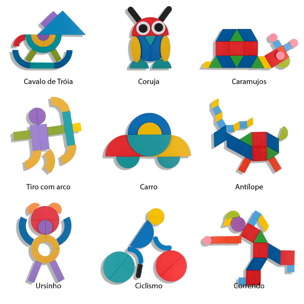 Wooden Shape Puzzles (36 blocos e 60 cartas) , Brinquedos de Desenvolvimento Montessori