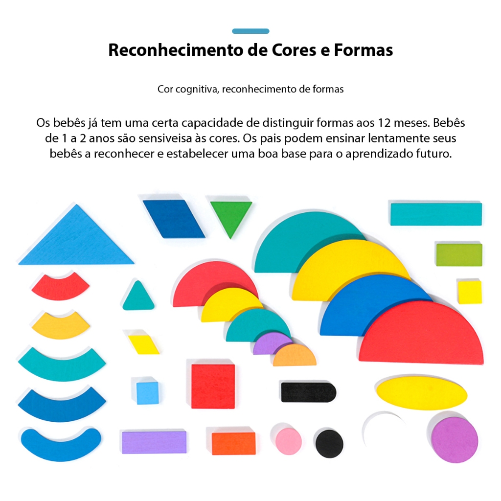 Wooden Shape Puzzles (36 blocos e 60 cartas) , Brinquedos de Desenvolvimento Montessori