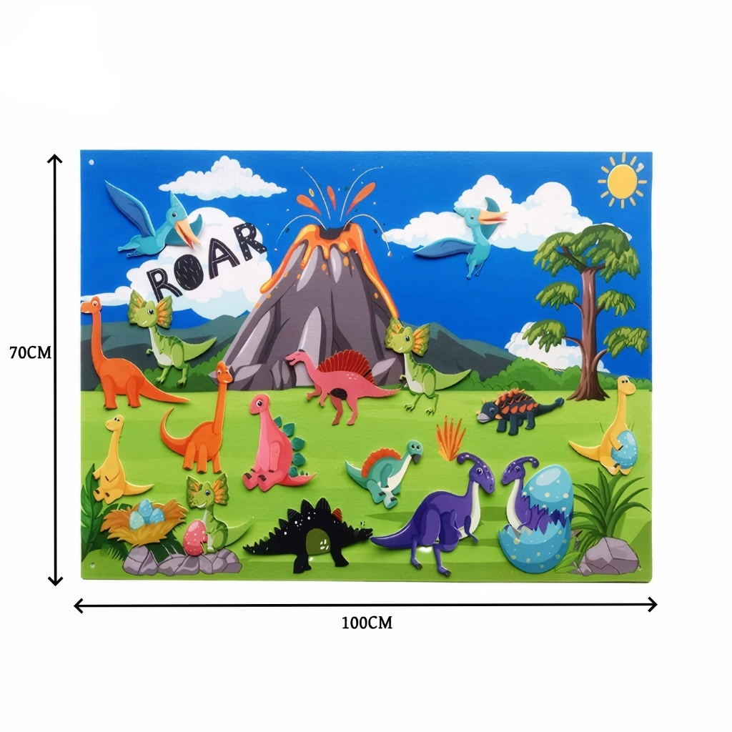 Histórias Do Conselho De Feltro 3D Montessori dinossauro dino t-rex jurássico menino dinno vale encantado jurassic