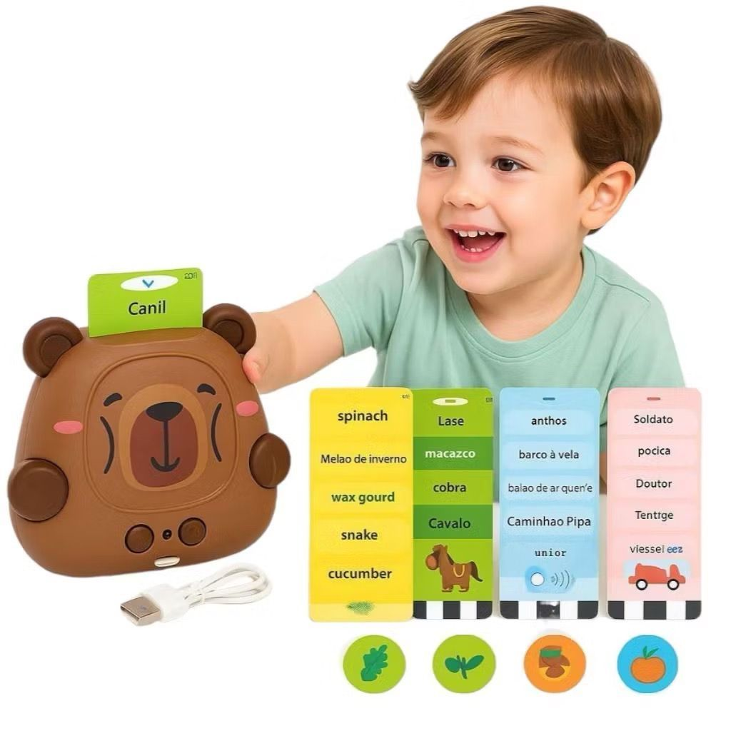 Brinquedo Pronúncia Portátil Máquina De Cartões De Aprendizagem Oral Kids Educational Toys（Português e Inglês）