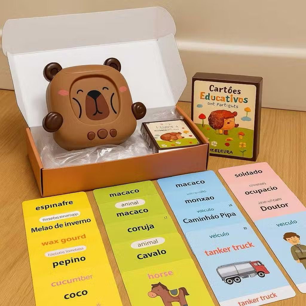 Brinquedo Pronúncia Portátil Máquina De Cartões De Aprendizagem Oral Kids Educational Toys（Português e Inglês）