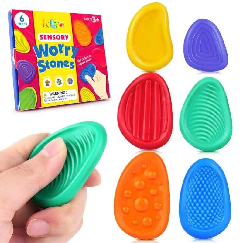 Sensorial Fidget Brinquedos Pedra Para Crianças 6 Pacote Texturizado Macio Preocupação Autismo Tdah Adolescentes Ansieda