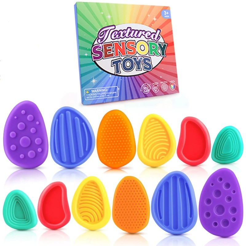 Sensorial Fidget Brinquedos Pedra Para Crianças 6 Pacote Texturizado Macio Preocupação Autismo Tdah Adolescentes Ansieda