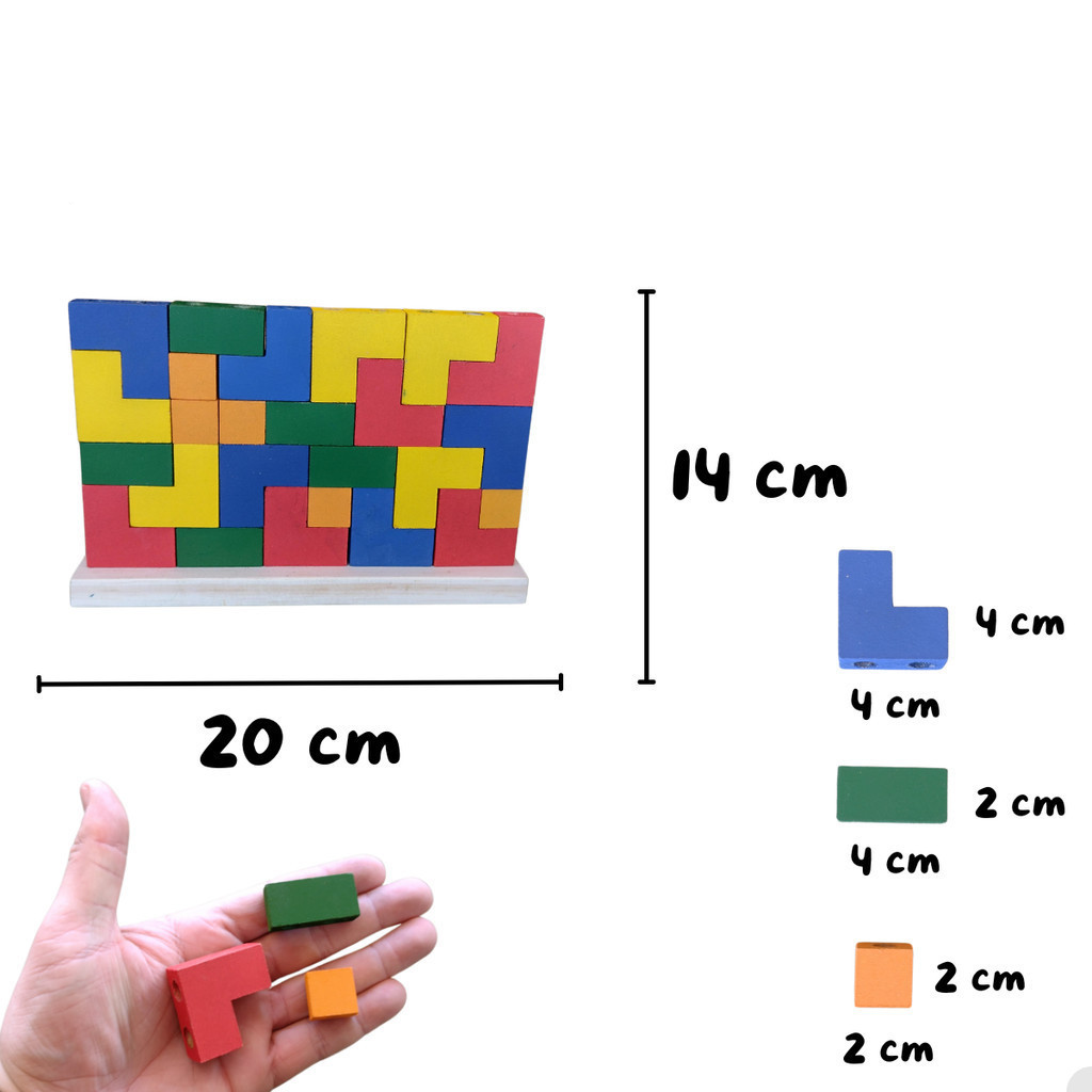 Blocos De Encaixe Vertical Junior Tetris em Madeira 25 Peças Tamanho Pequeno Brinquedo Educativo