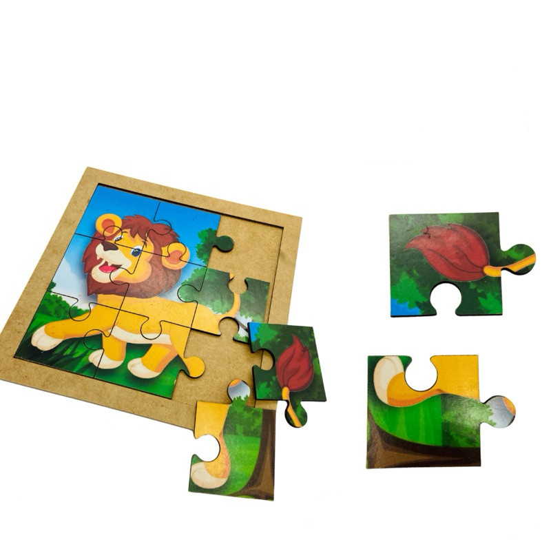 Kit 10 Quebra Cabeça em Mdf 9 Peças Jogo Pedagógico Infantil Lúdico Educativo