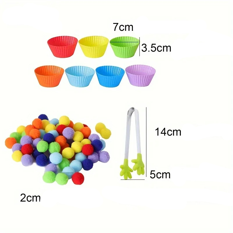 Brinquedo De Bola De Pelúcia Com Clipe Infantil-1 Conjunto De Jogo De Contagem De Classificação De Cores , Presente Educ