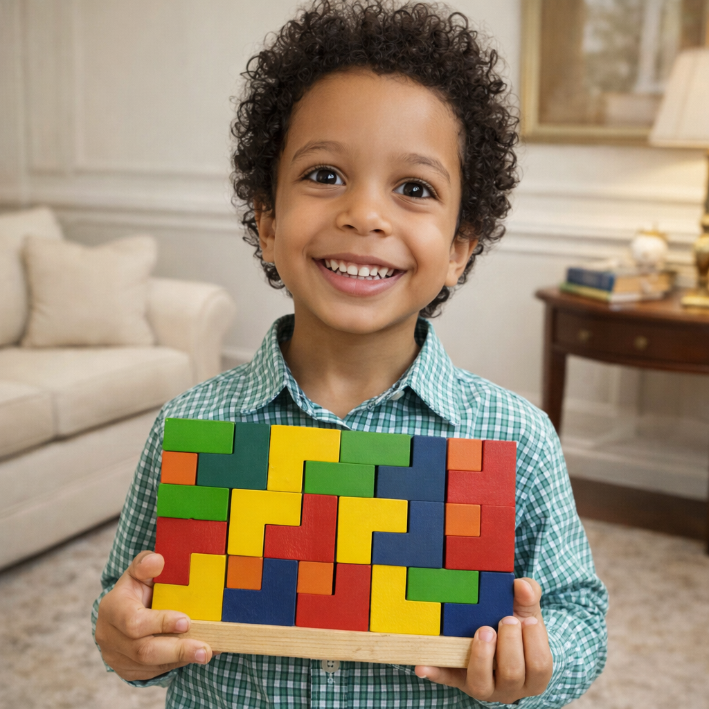 Blocos de Encaixe Vertical Tetris Junior em Madeira